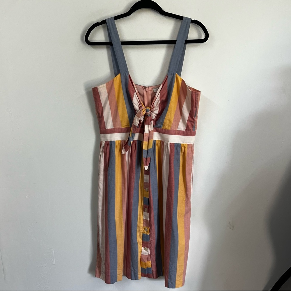 Madewell Sherbet Stripe Tie Front Cutout Dress - Picture 3 of 14